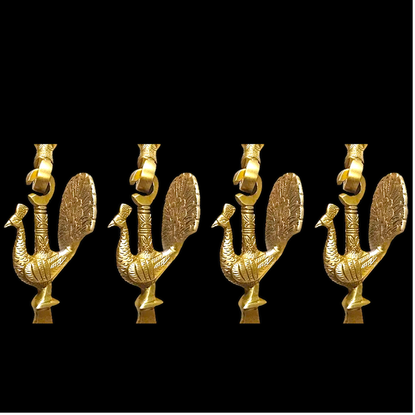 Handcrafted Teakwood Jhula – 4ft Traditional Wooden Swing with 7 feet Brass Chains with Elephant & Peacock Motifs-Nikur Essence Nikuressence