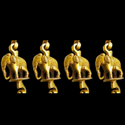 Handcrafted Teakwood Jhula – 4ft Traditional Wooden Swing with 7 feet Brass Chains with Elephant & Peacock Motifs-Nikur Essence Nikuressence