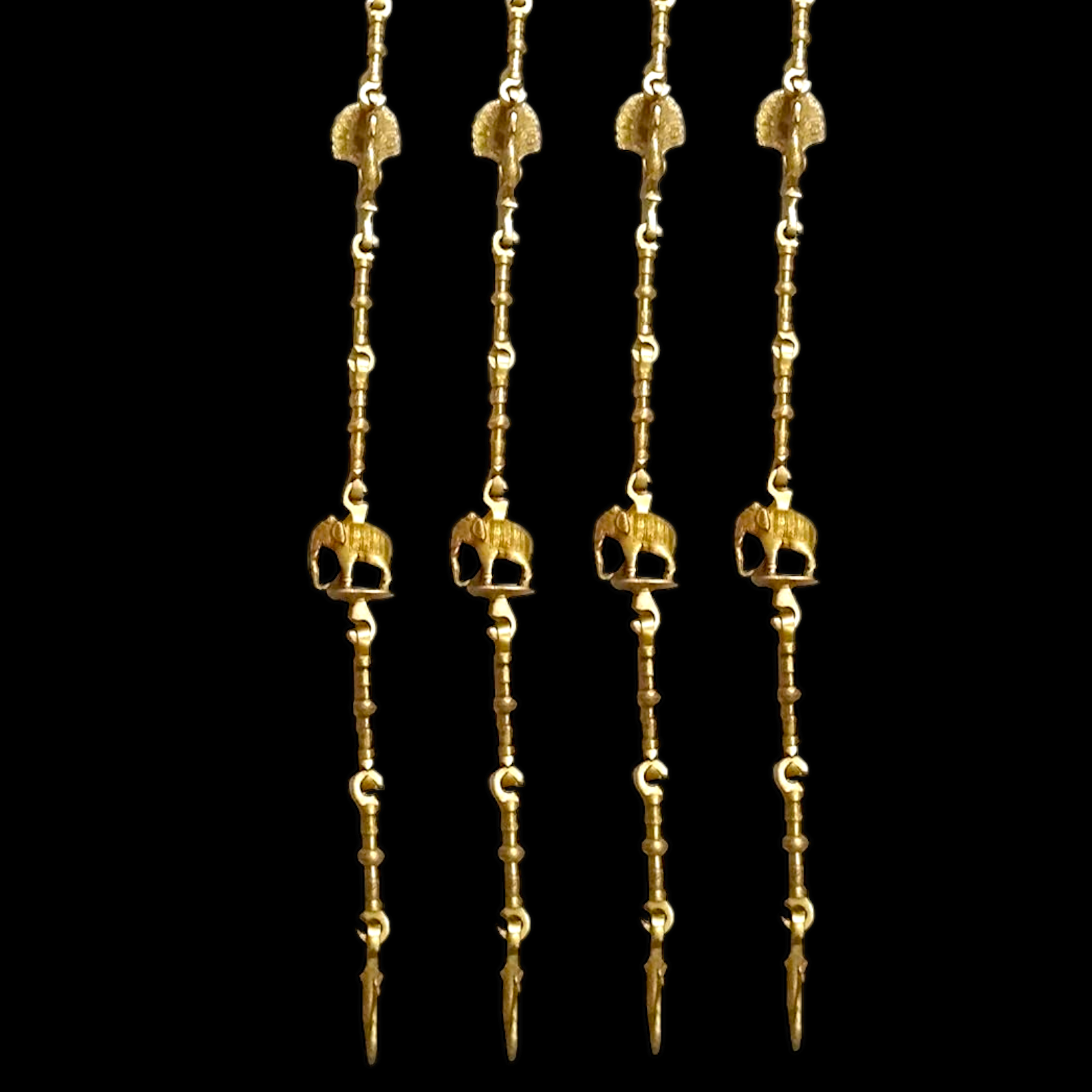 Handcrafted Teakwood Jhula – 4ft Traditional Wooden Swing with 7 feet Brass Chains with Elephant & Peacock Motifs-Nikur Essence Nikuressence