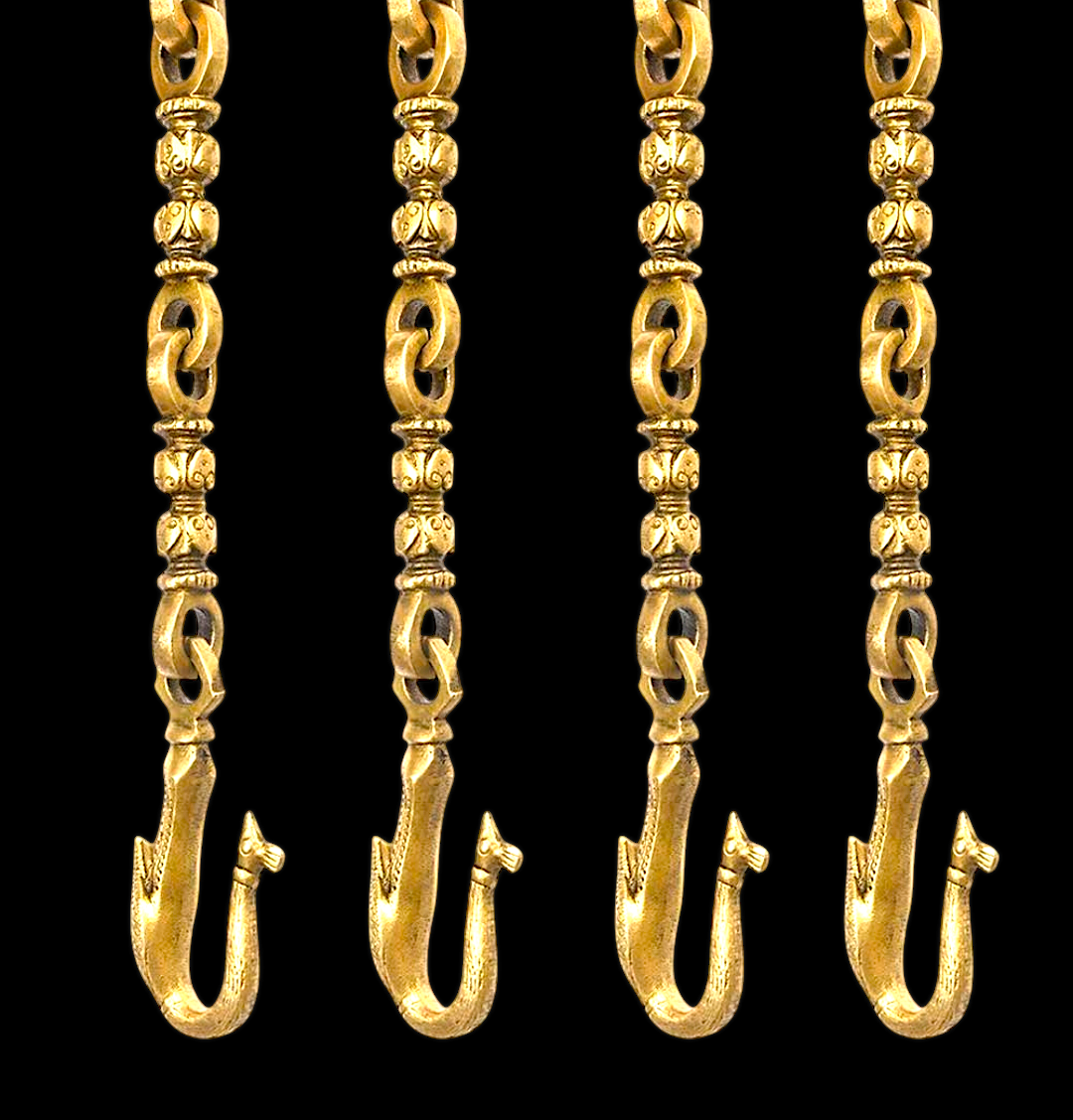 Handcrafted Rosewood Swing Plank – 4 feet Wooden Jhoola with 4 Solid Brass Chains & Ceiling Hooks | Luxury Oonjal for Home & Temple -Nikur Essence Nikuressence