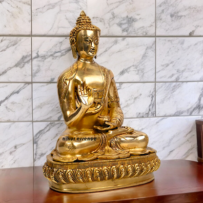 Pure Brass Buddha Sitting Meditation Idol - 40.5 cm Nikuressence