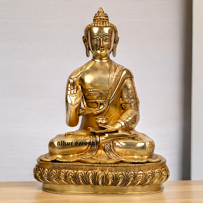 Pure Brass Buddha Sitting Meditation Idol - 40.5 cm Nikuressence