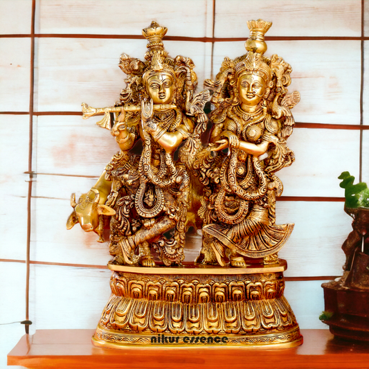 Buy Pure Brass Radha Krishna idol - 21 inches | Elegant Krishna Statue for Home Decor Nikuressence