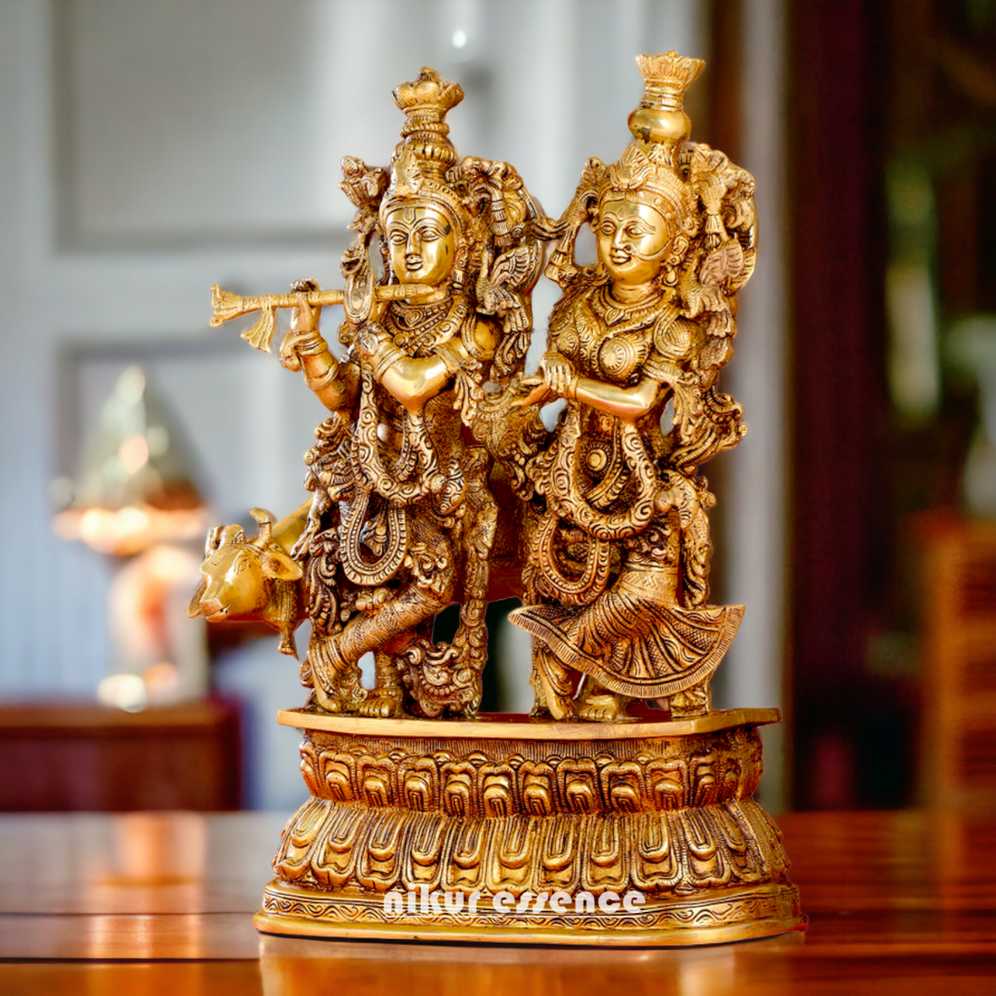 Buy Pure Brass Radha Krishna idol - 21 inches | Elegant Krishna Statue for Home Decor Nikuressence