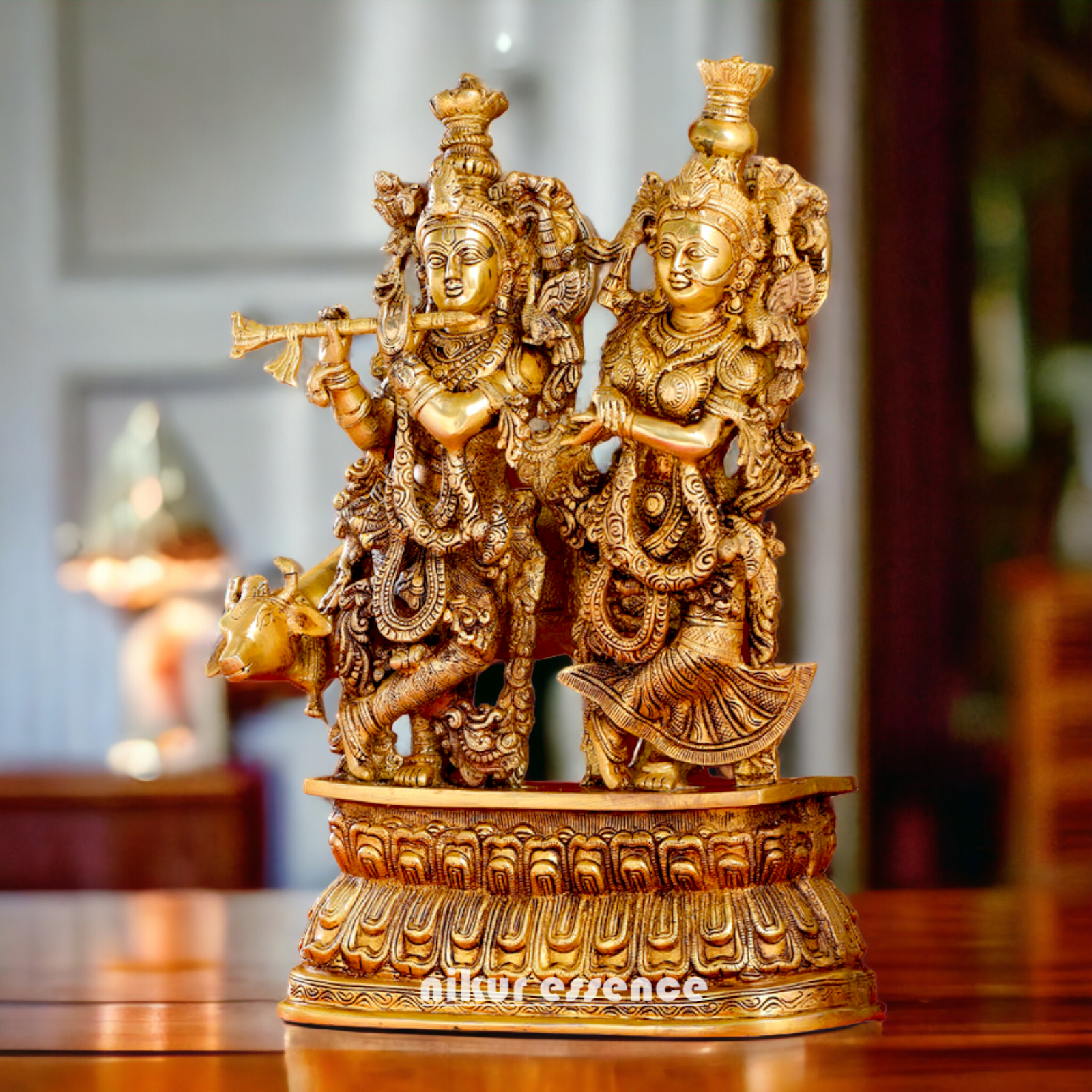 Buy Pure Brass Radha Krishna idol - 21 inches | Elegant Krishna Statue for Home Decor Nikuressence