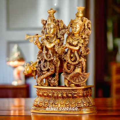 Buy Pure Brass Radha Krishna idol - 21 inches | Elegant Krishna Statue for Home Decor Nikuressence