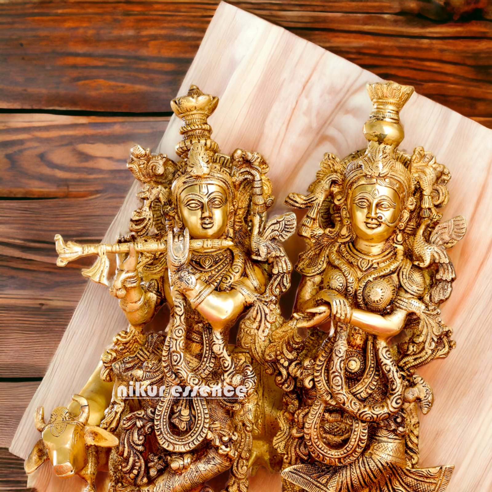 Buy Pure Brass Radha Krishna idol - 21 inches | Elegant Krishna Statue for Home Decor Nikuressence