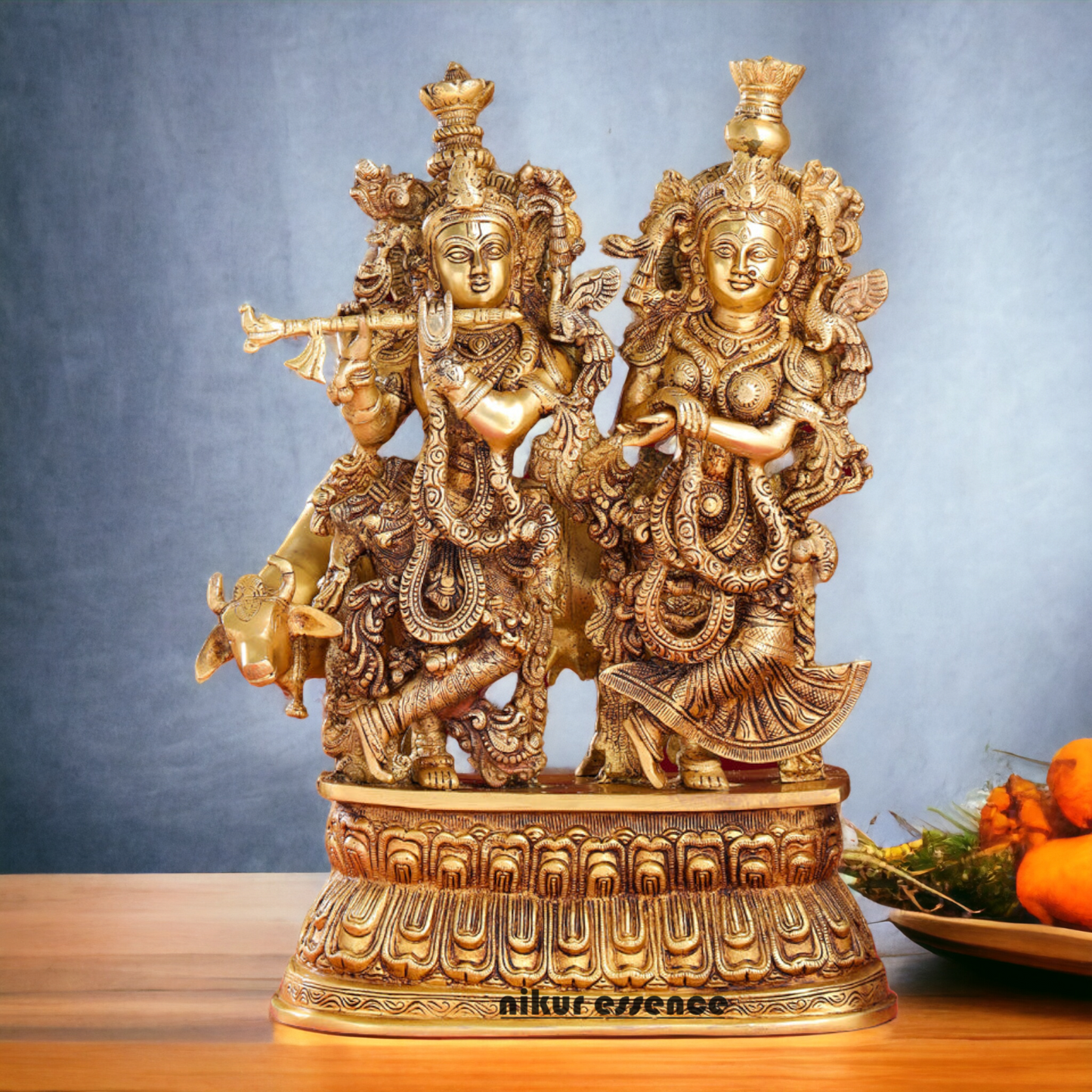 Buy Pure Brass Radha Krishna idol - 21 inches | Elegant Krishna Statue for Home Decor Nikuressence
