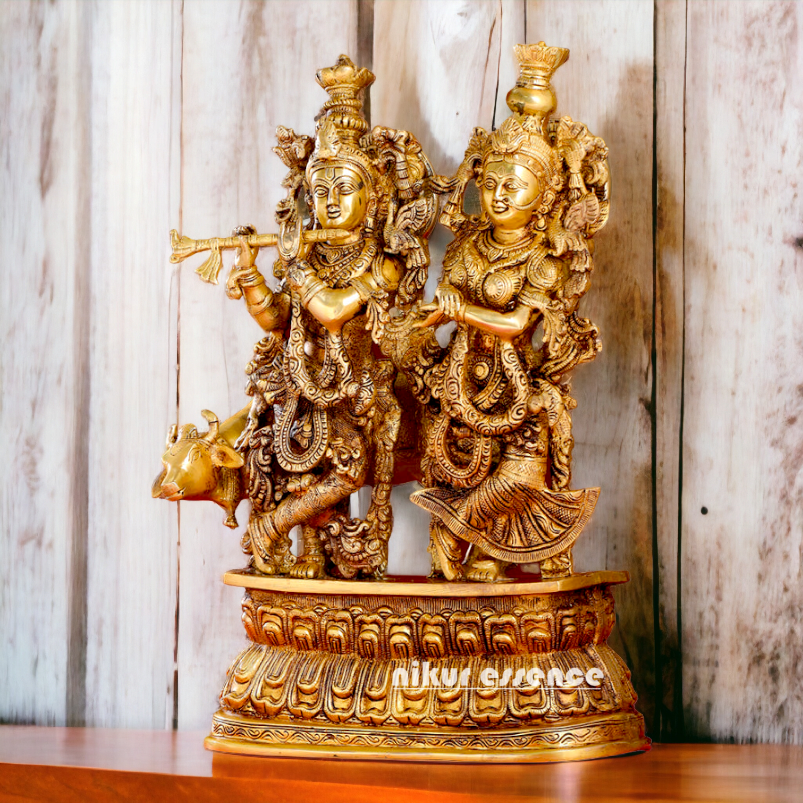 Buy Pure Brass Radha Krishna idol - 21 inches | Elegant Krishna Statue for Home Decor Nikuressence