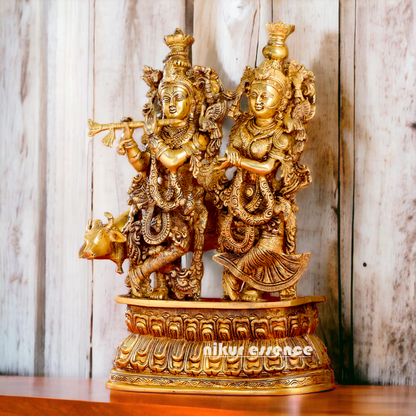 Buy Pure Brass Radha Krishna idol - 21 inches | Elegant Krishna Statue for Home Decor Nikuressence