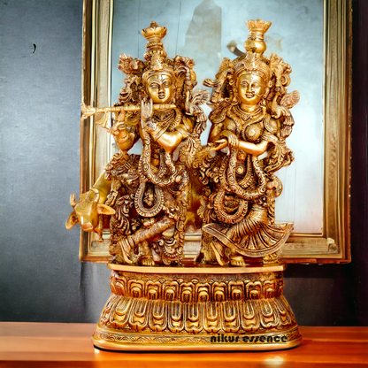 Buy Pure Brass Radha Krishna idol - 21 inches | Elegant Krishna Statue for Home Decor Nikuressence