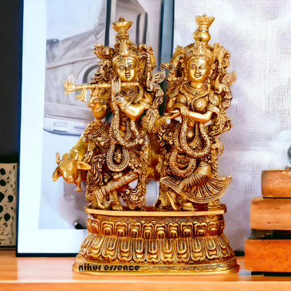 Buy Pure Brass Radha Krishna idol - 21 inches | Elegant Krishna Statue for Home Decor Nikuressence
