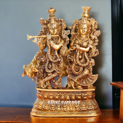 Buy Pure Brass Radha Krishna idol - 21 inches | Elegant Krishna Statue for Home Decor Nikuressence