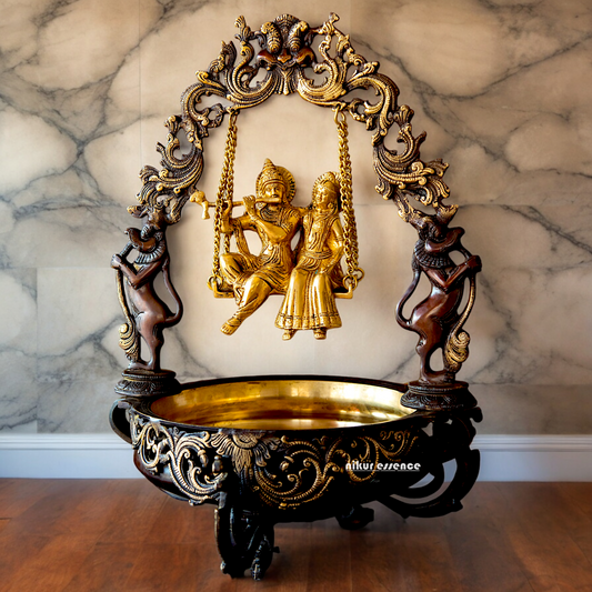 Buy Radha Krishna Urli with Swing Jhula Brass | Divine Home Decor & Spiritual Idol Nikuressence
