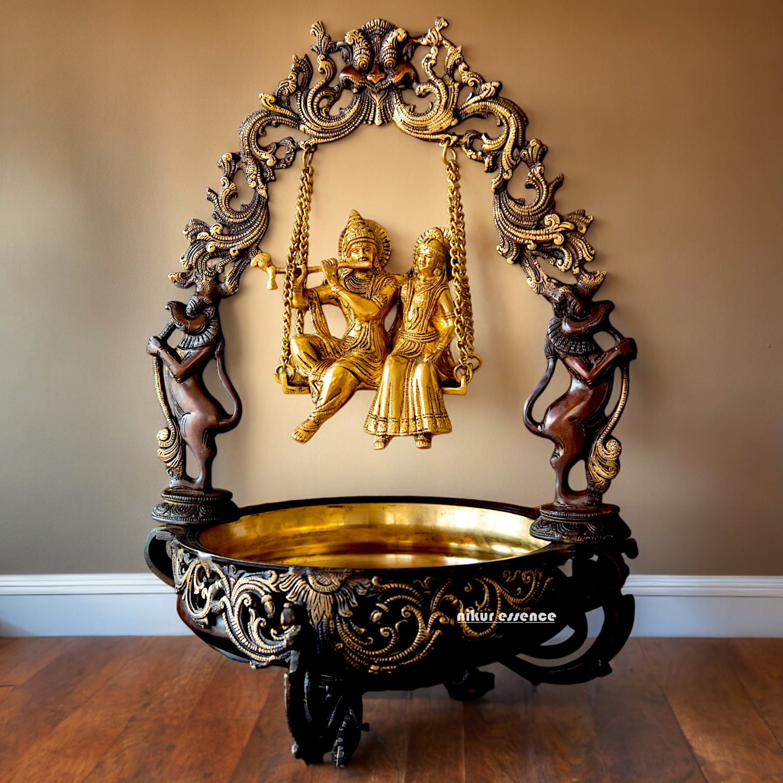 Buy Radha Krishna Urli with Swing Jhula Brass | Divine Home Decor & Spiritual Idol Nikuressence