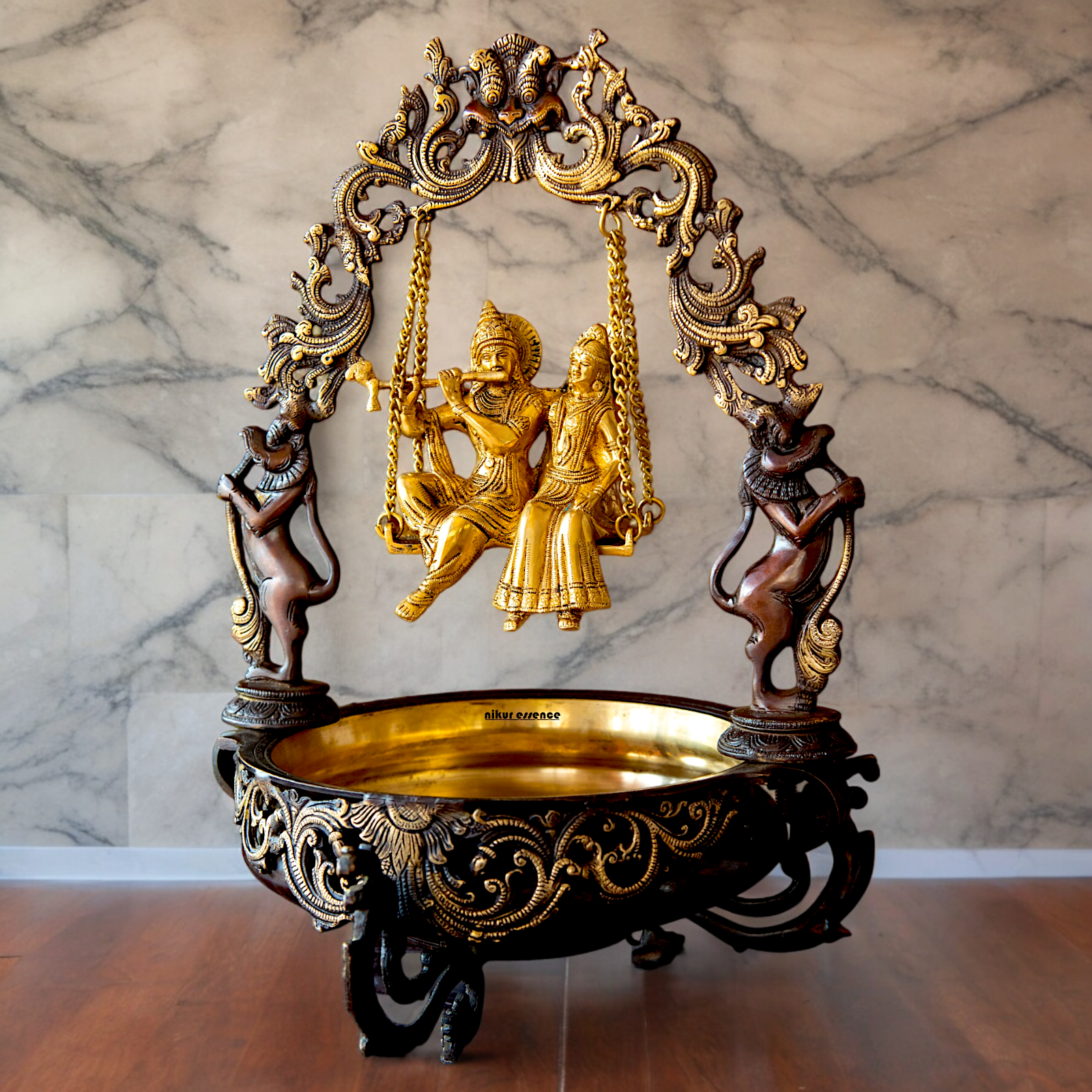 Buy Radha Krishna Urli with Swing Jhula Brass | Divine Home Decor & Spiritual Idol Nikuressence