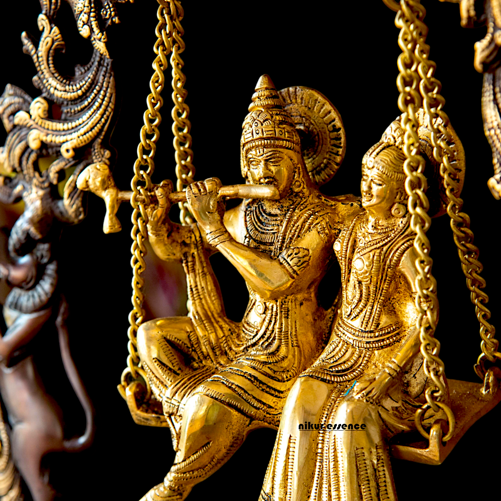 Buy Radha Krishna Urli with Swing Jhula Brass | Divine Home Decor & Spiritual Idol Nikuressence