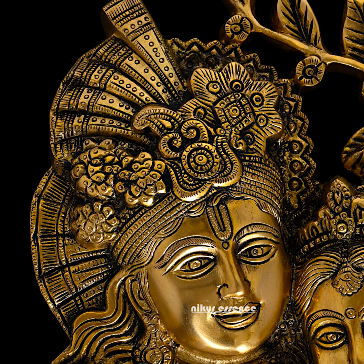 Radha Krishna Pure Brass ki Murti Wall Hanging- 14 Inches Nikuressence