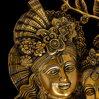 Radha Krishna Pure Brass ki Murti Wall Hanging- 14 Inches Nikuressence