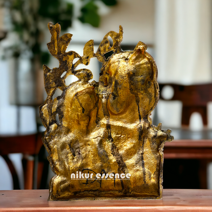 Radha Krishna Pure Brass ki Murti Wall Hanging- 14 Inches Nikuressence