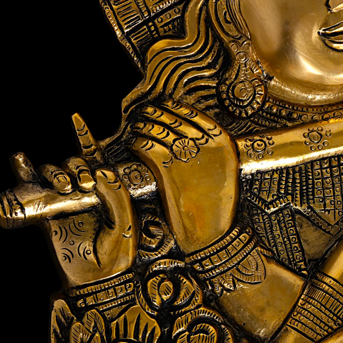 Radha Krishna Pure Brass ki Murti Wall Hanging- 14 Inches Nikuressence