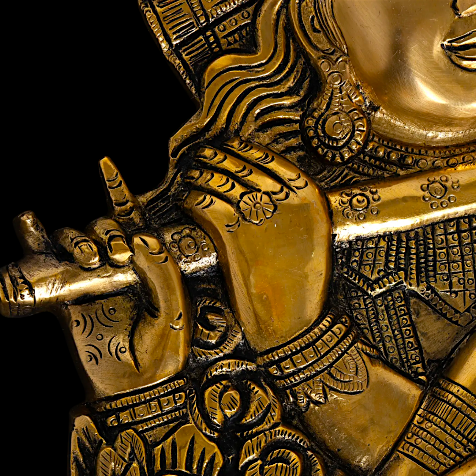 Radha Krishna Pure Brass ki Murti Wall Hanging- 14 Inches Nikuressence