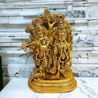 Buy Brass Hindu Radha Krishna Statue| 14 Inch Height- nikuressence Nikuressence