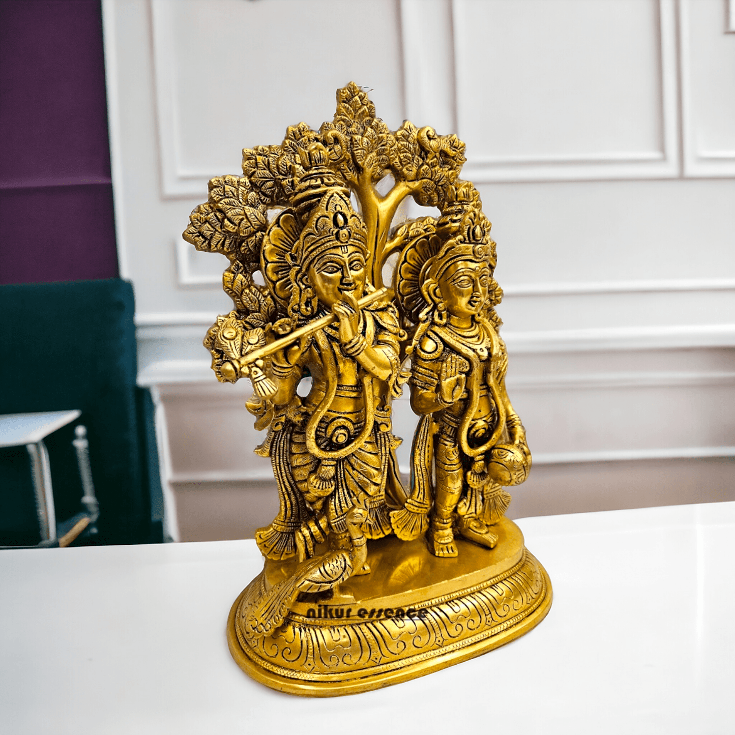 Buy Brass Hindu Radha Krishna Statue| 14 Inch Height- nikuressence Nikuressence