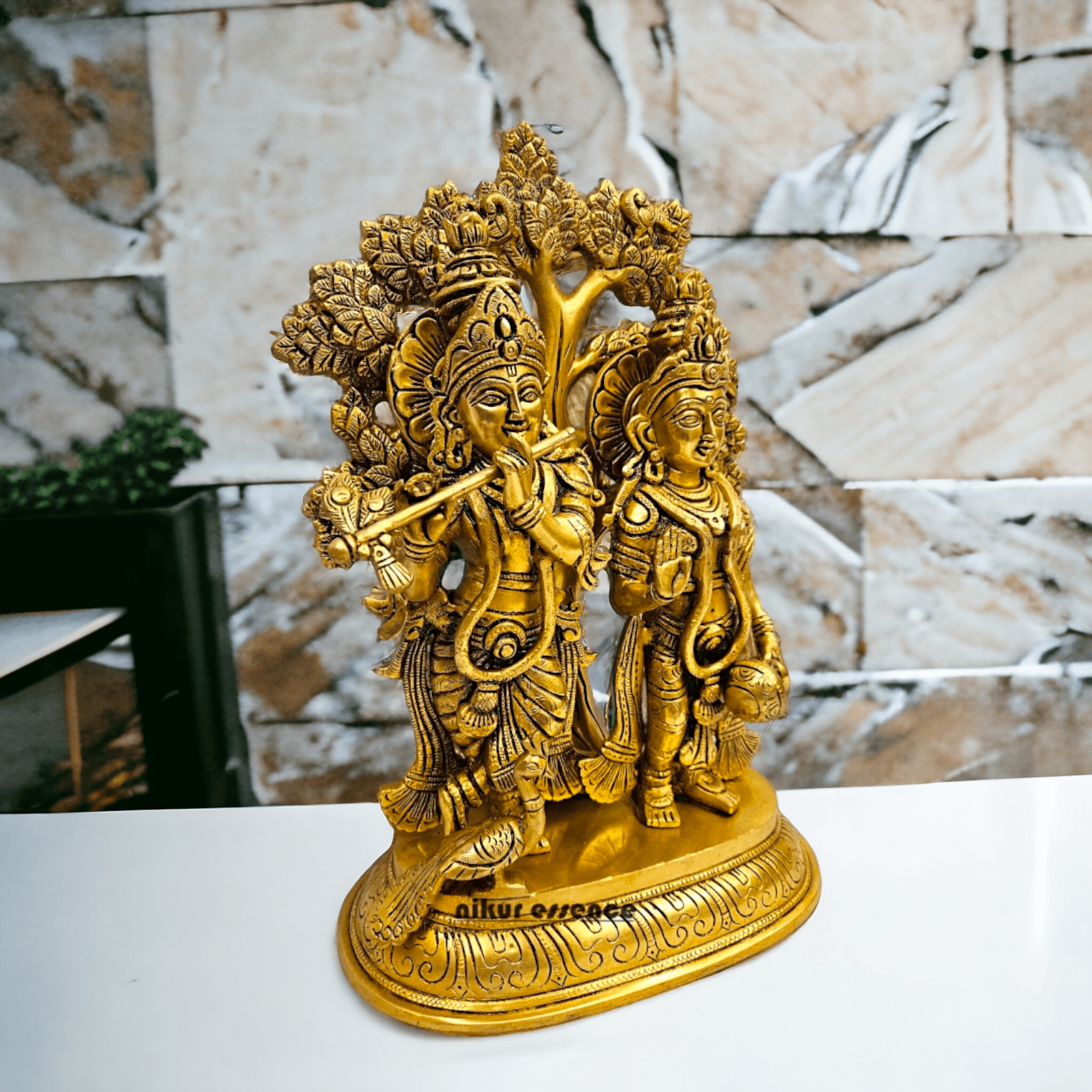 Buy Brass Hindu Radha Krishna Statue| 14 Inch Height- nikuressence Nikuressence