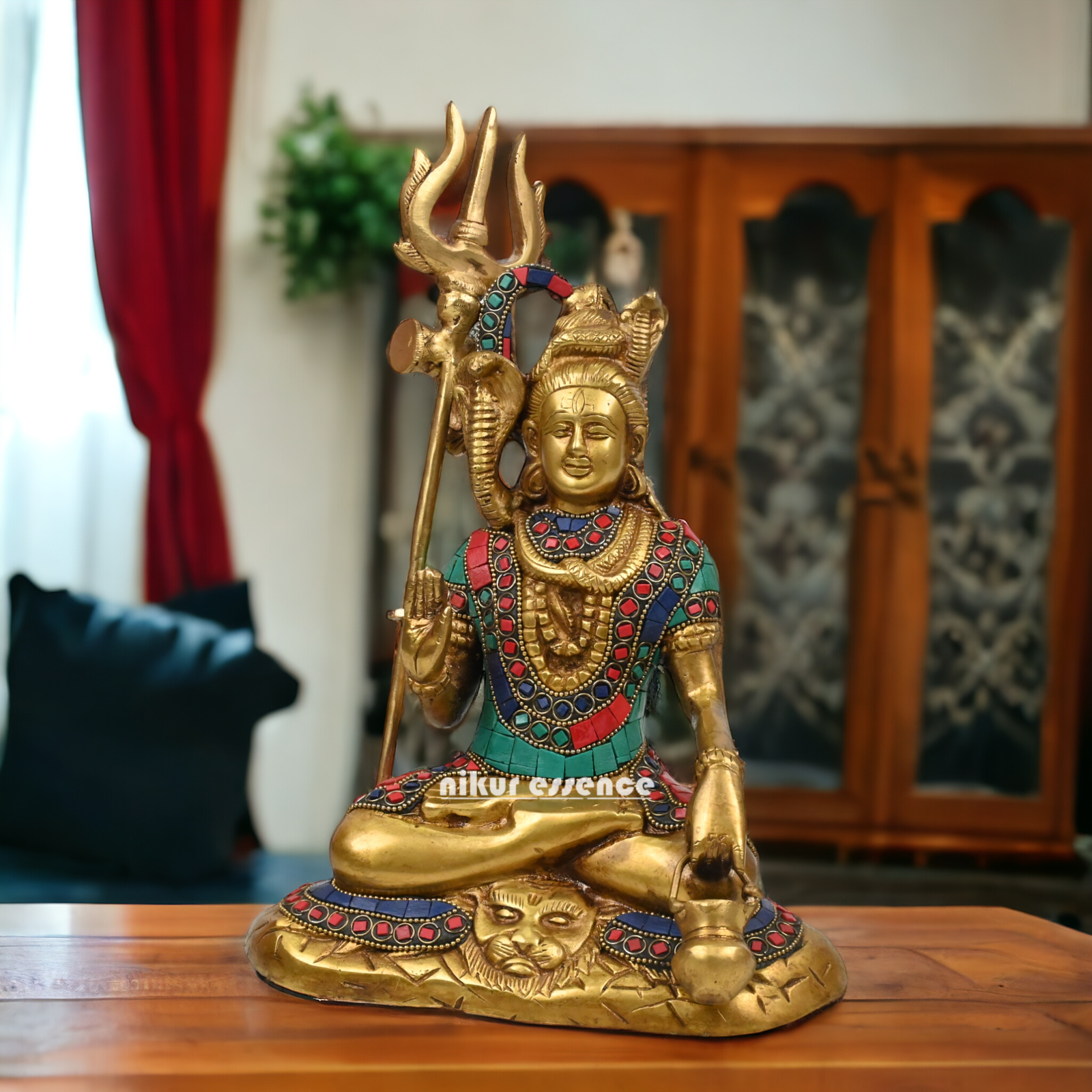 Online Shiva Shankar Idol with stone work - 9 Inch Nikuressence
