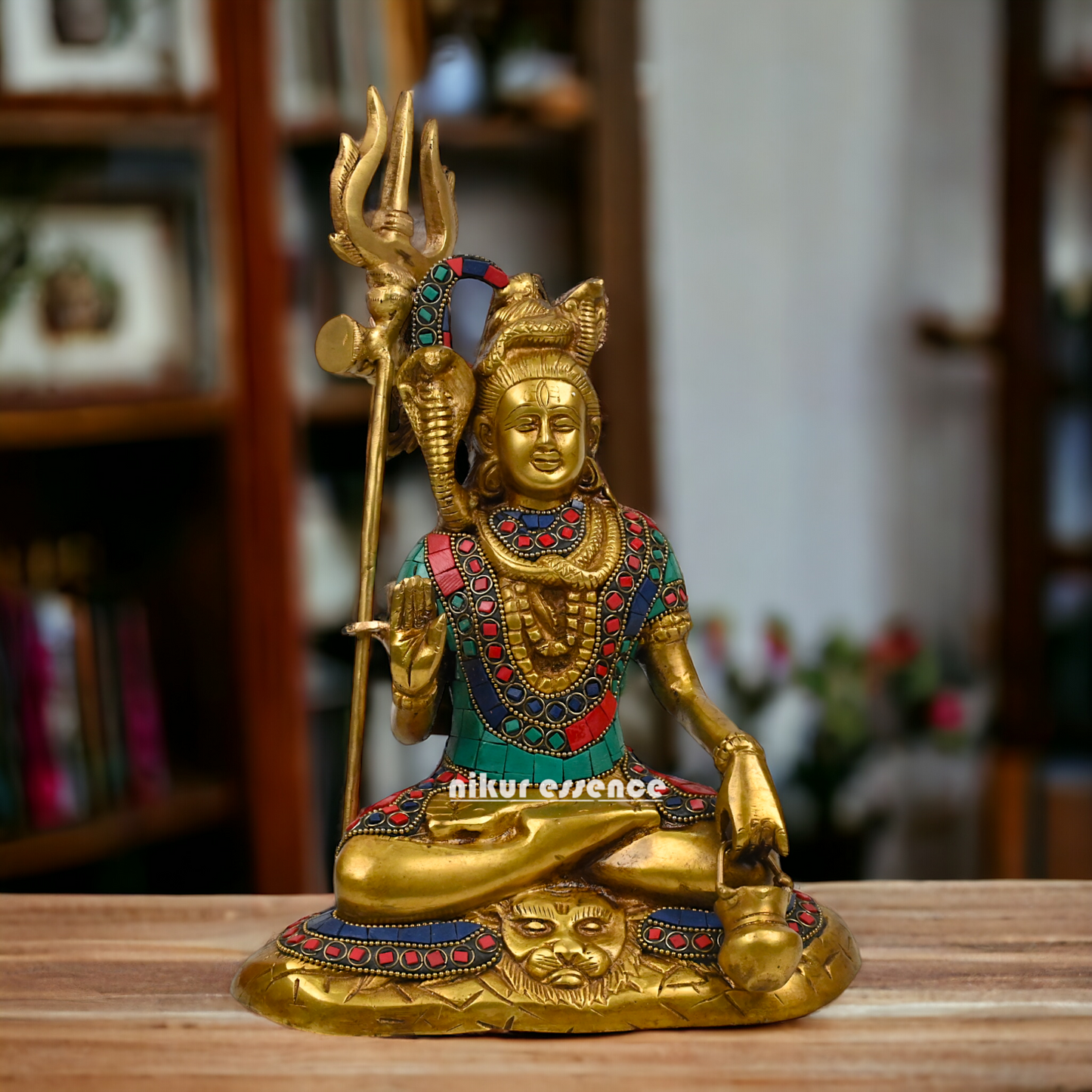 Online Shiva Shankar Idol with stone work - 9 Inch Nikuressence