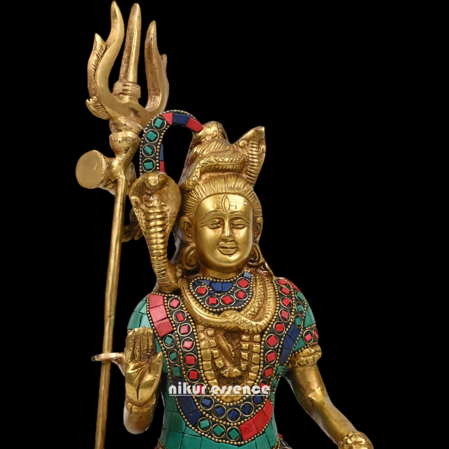 Online Shiva Shankar Idol with stone work - 9 Inch Nikuressence