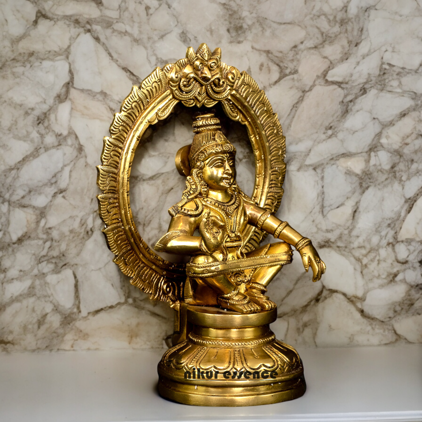 Solid Braas Ayyappa sitting idol - 26.4 cm Nikuressence