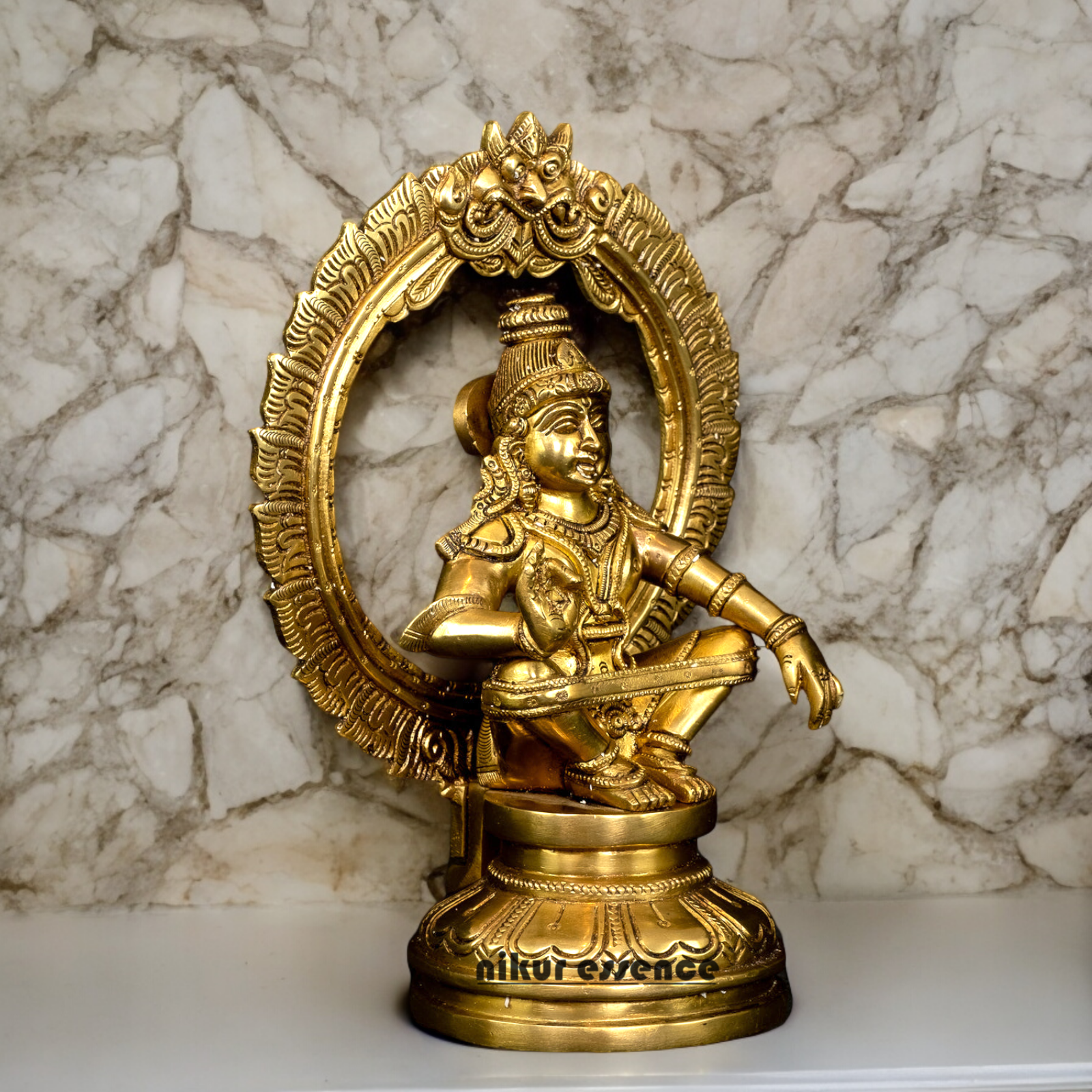 Solid Braas Ayyappa sitting idol - 26.4 cm Nikuressence