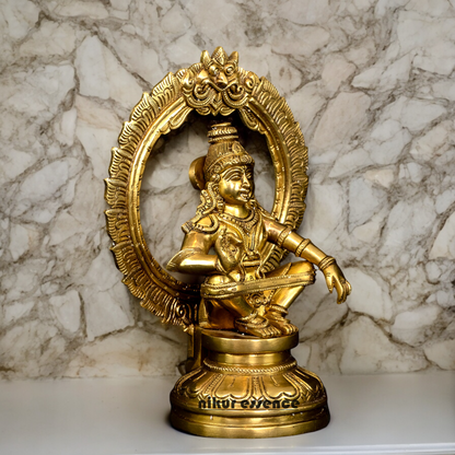 Solid Braas Ayyappa sitting idol - 26.4 cm Nikuressence