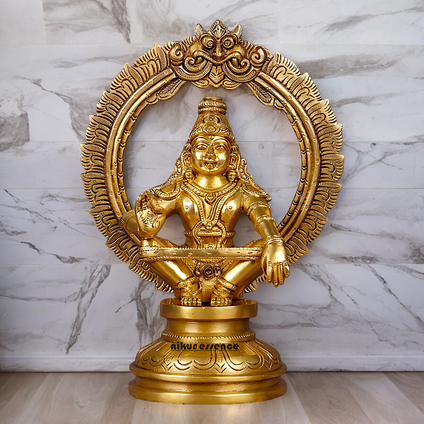 Solid Braas Ayyappa sitting idol - 26.4 cm Nikuressence