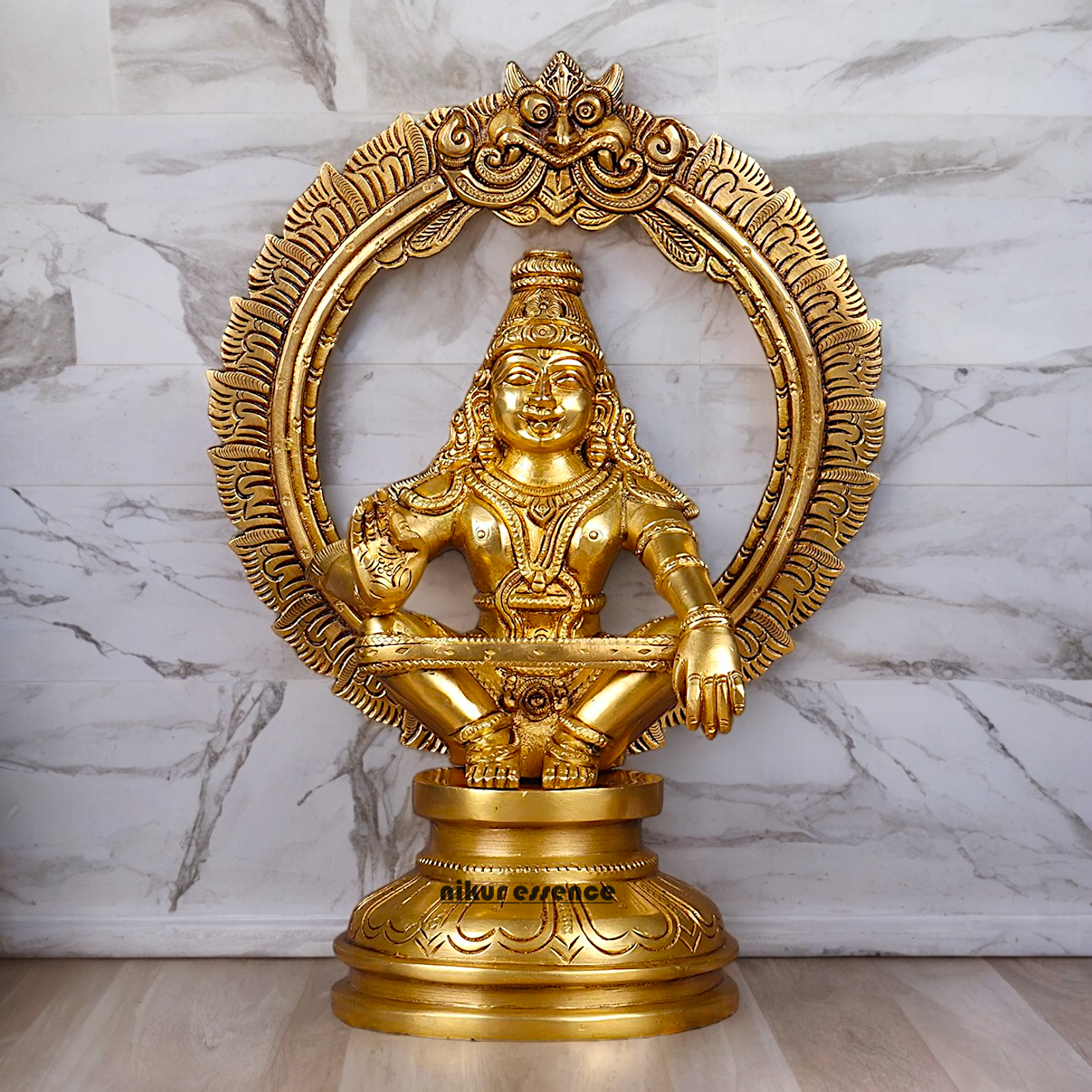 Solid Braas Ayyappa sitting idol - 26.4 cm Nikuressence