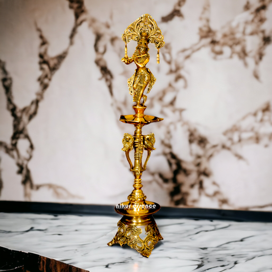 Solid Brass Krishna Stand Diya - 71 cm Nikuressence