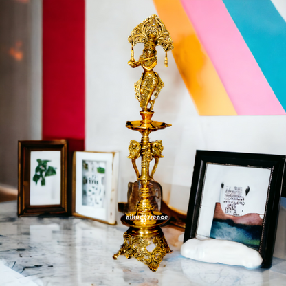 Solid Brass Krishna Stand Diya - 71 cm Nikuressence