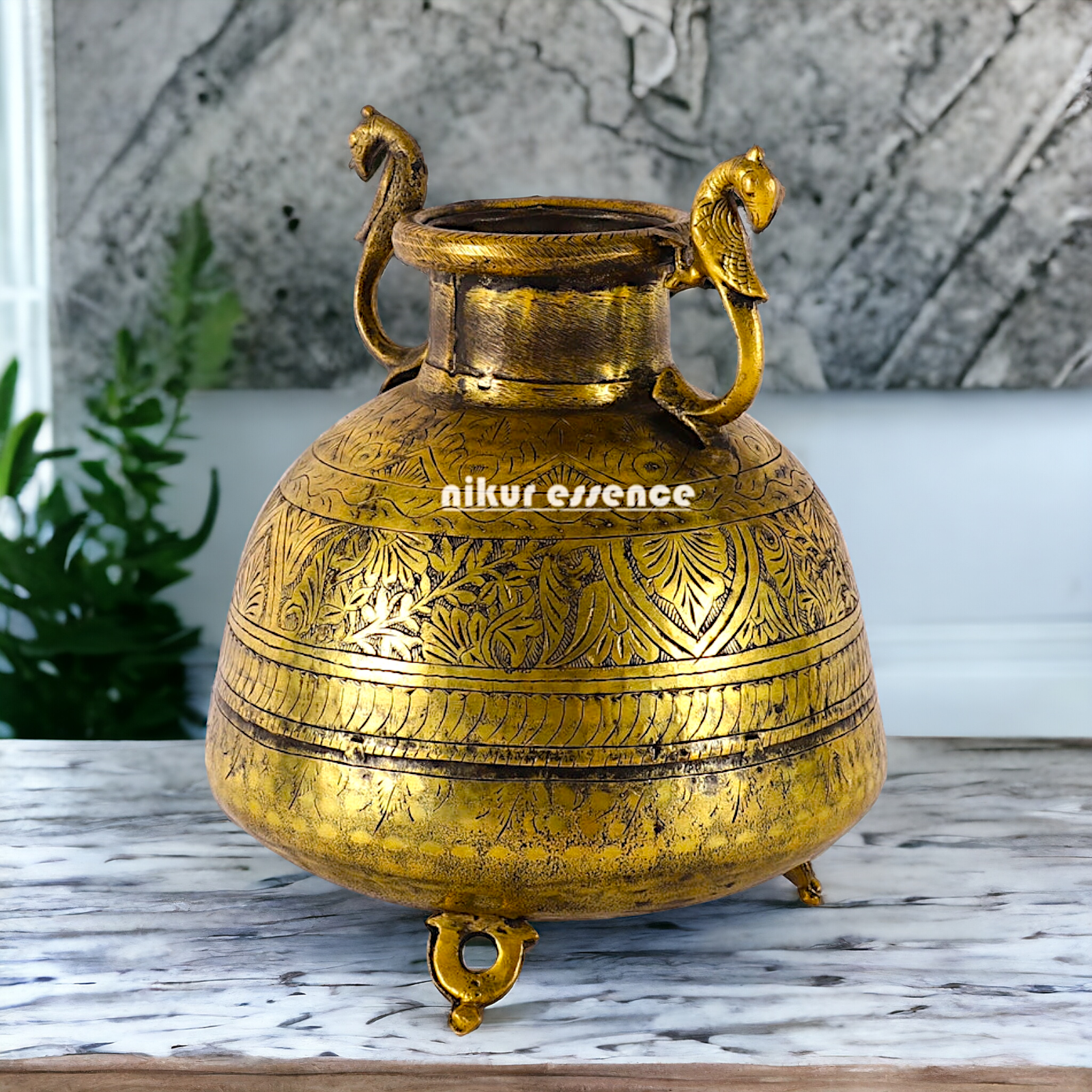 Solid Brass Pot Matka - 10 inches Nikuressence