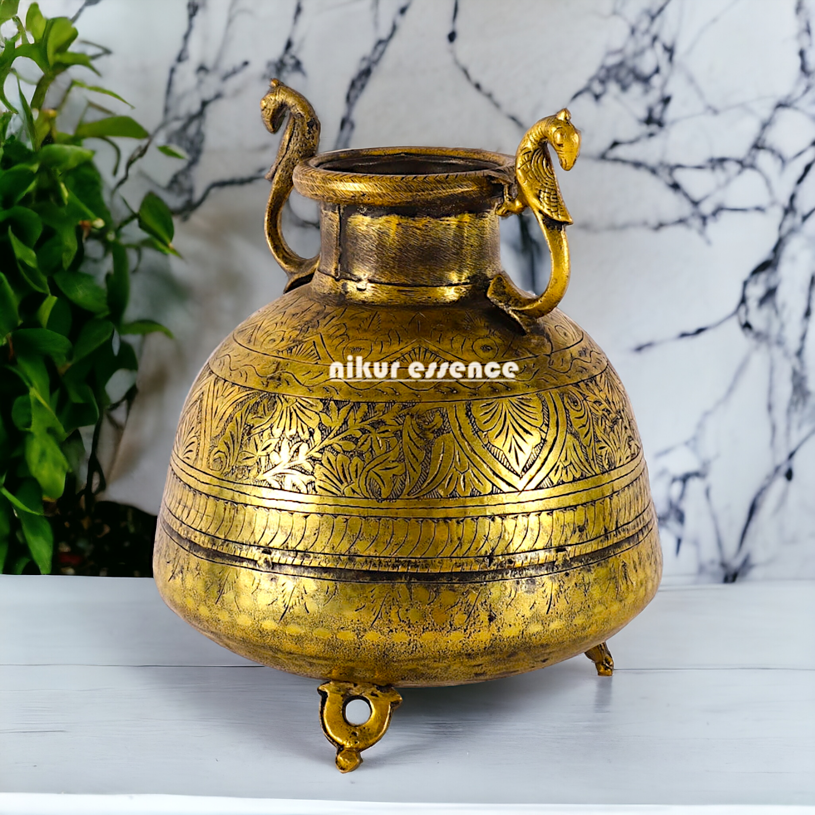 Solid Brass Pot Matka - 10 inches Nikuressence