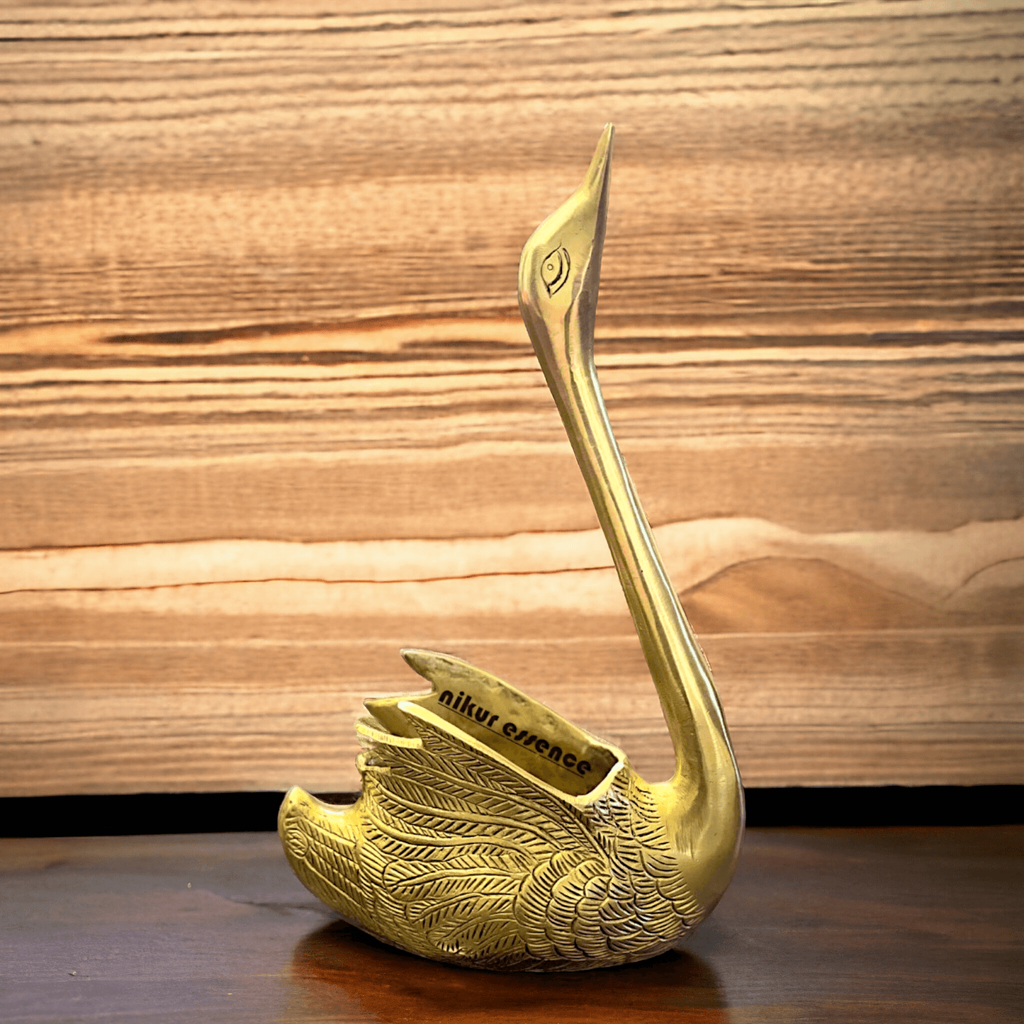 Brass Swan Figurine with Intricate Detailing and Polished Finish Nikuressence