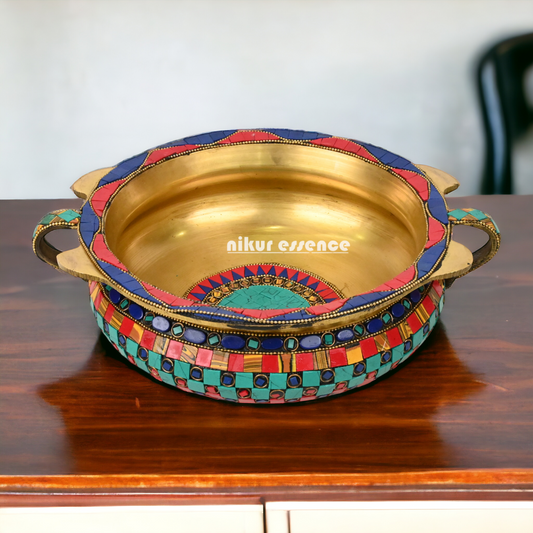 Online Urli Bowl With Stone Work By Nikur Essence - 27 cm Nikuressence