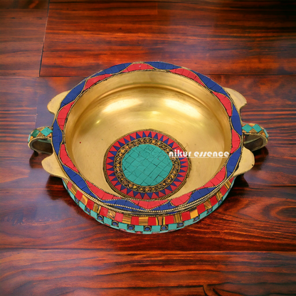 Online Urli Bowl With Stone Work By Nikur Essence - 27 cm Nikuressence