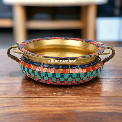 Online Urli Bowl With Stone Work By Nikur Essence - 27 cm Nikuressence