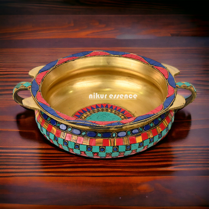 Online Urli Bowl With Stone Work By Nikur Essence - 27 cm Nikuressence
