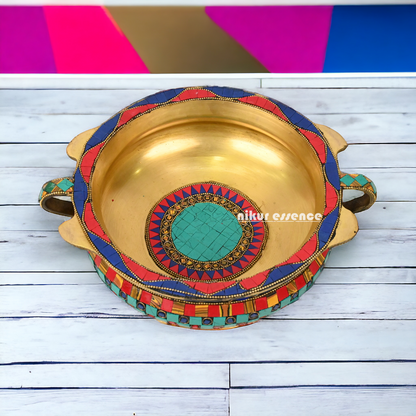 Online Urli Bowl With Stone Work By Nikur Essence - 27 cm Nikuressence