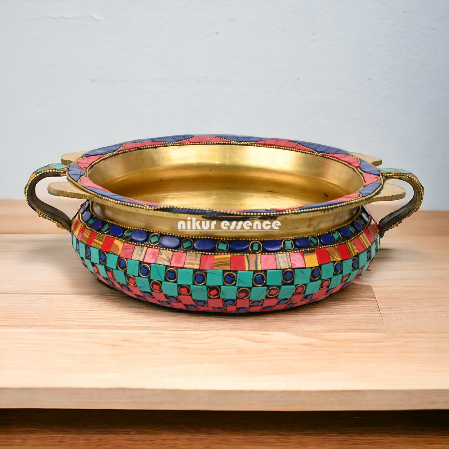 Online Urli Bowl With Stone Work By Nikur Essence - 27 cm Nikuressence