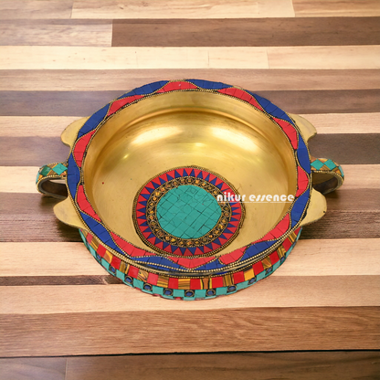 Online Urli Bowl With Stone Work By Nikur Essence - 27 cm Nikuressence