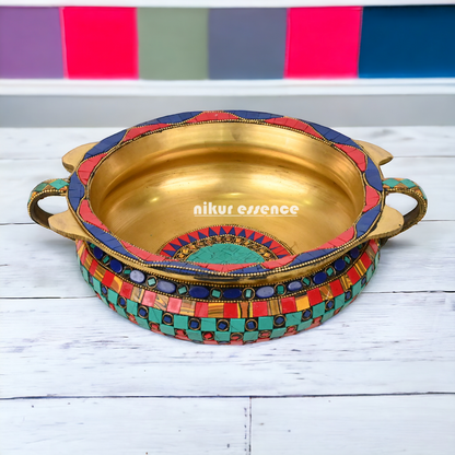 Online Urli Bowl With Stone Work By Nikur Essence - 27 cm Nikuressence